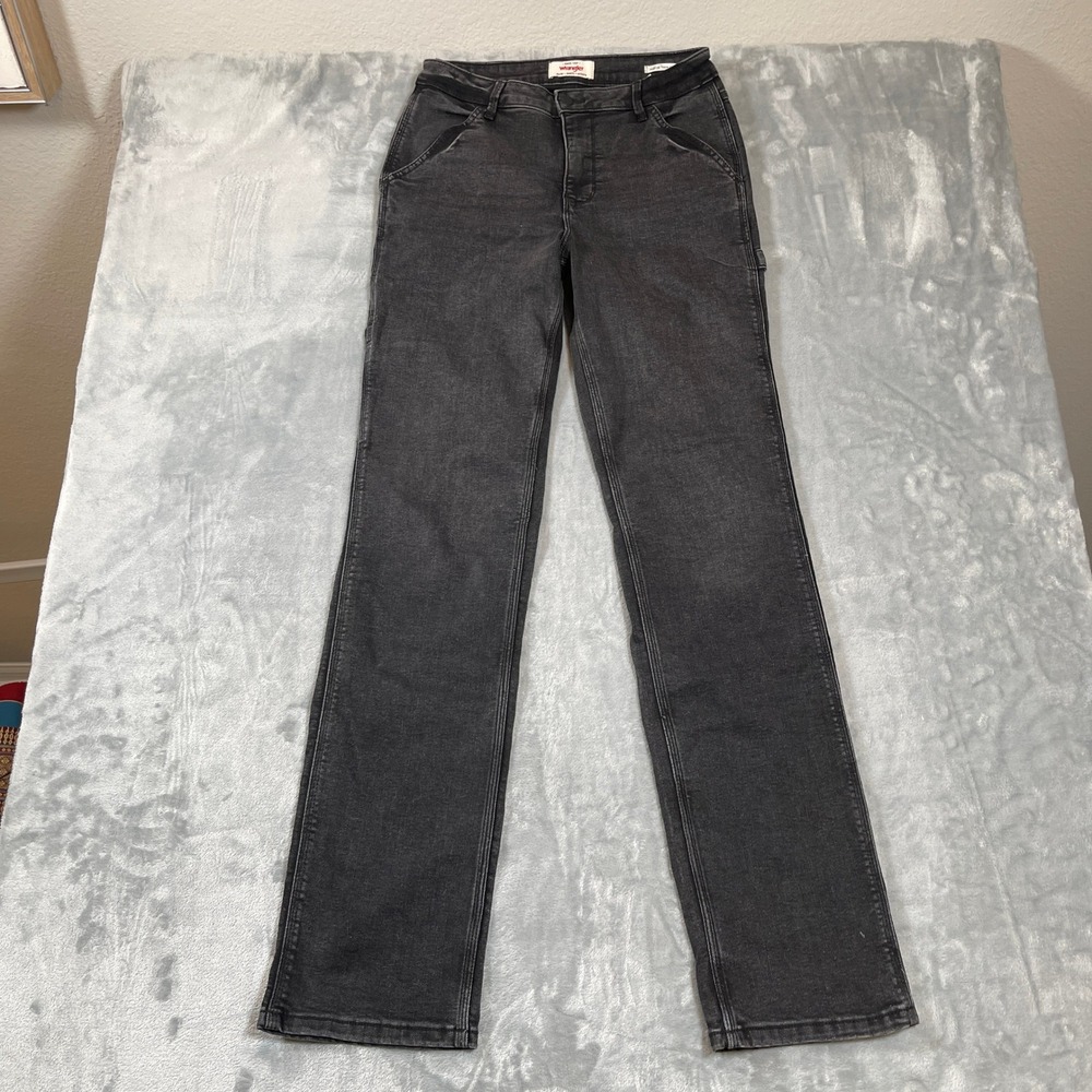 Wrangler Womens Mid Rise Loose Straight Carpenter Jeans Faded Black Size 8x34